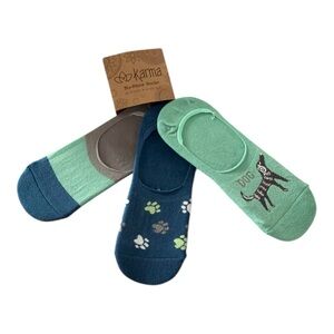 Karma No-Show Sock Set — Mint & Navy Dog and Paw Prints